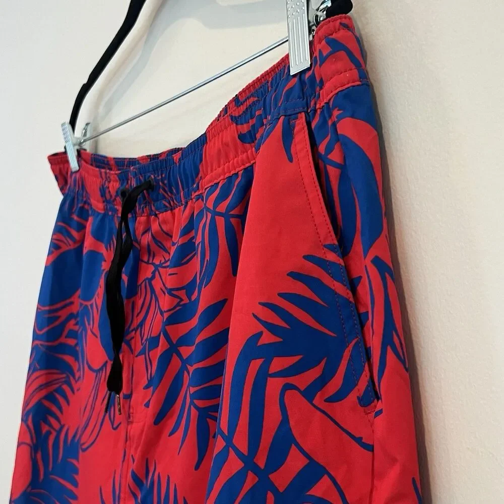 Reef Board Shorts Red Blue Tropical Floral Drawstring Pockets Stretch Mens XL